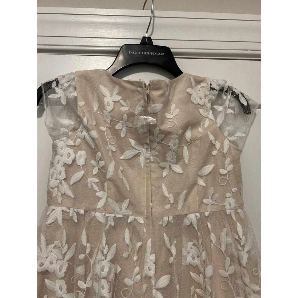 David's Bridal Beige Dress with White Floral Lace - Picture 6 of 9